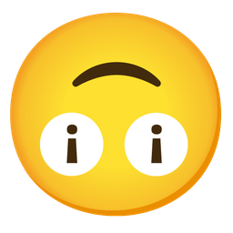 upside-down face and red exclamation mark