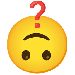 upside-down face and red question mark