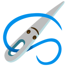 upside-down face and sewing needle