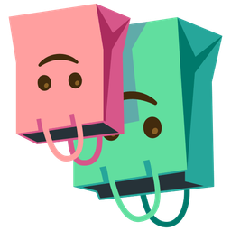 upside-down face and shopping bags