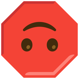 upside-down face and stop sign