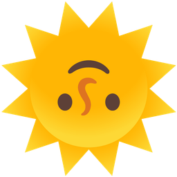 upside-down face and sun with face