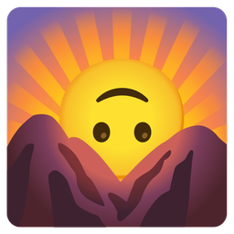 upside-down face and sunrise over mountains