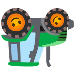 upside-down face and tractor