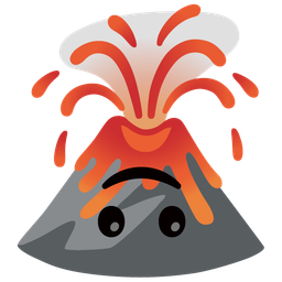 upside-down face and volcano