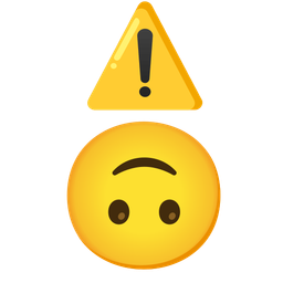 upside-down face and warning