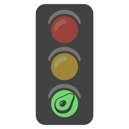 vertical traffic light and avocado