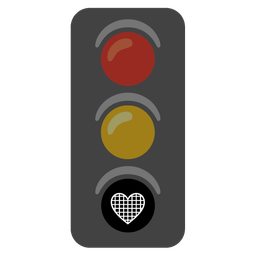 vertical traffic light and black heart