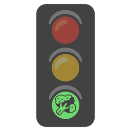 vertical traffic light and broccoli