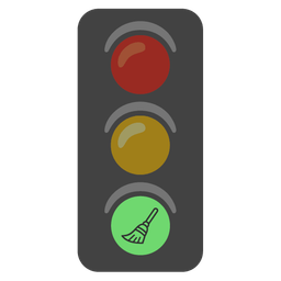 vertical traffic light and broom