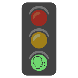vertical traffic light and busts in silhouette