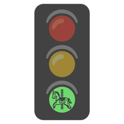 vertical traffic light and carousel horse