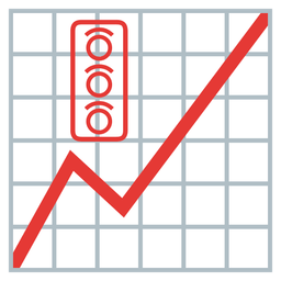 vertical traffic light and chart increasing