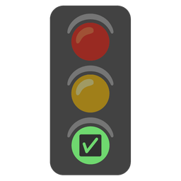 vertical traffic light and check mark button