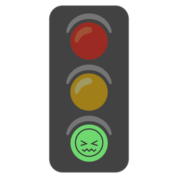 vertical traffic light and confounded face