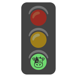 vertical traffic light and cow face