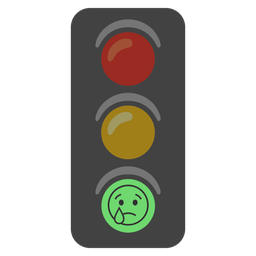 vertical traffic light and crying face