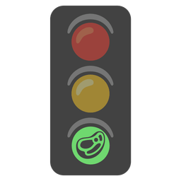 vertical traffic light and cut of meat