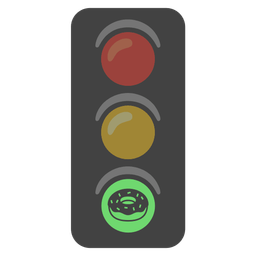 vertical traffic light and doughnut