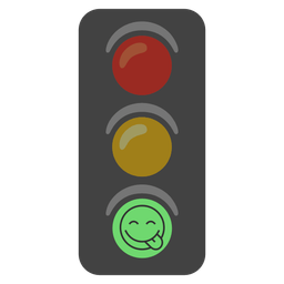 Vertical traffic light and Face savoring food