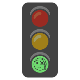 vertical traffic light and face with monocle