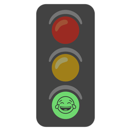 Vertical traffic light and Face with tears of joy