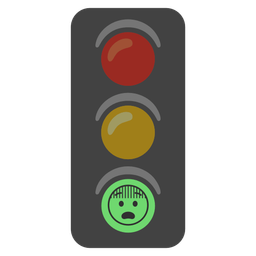 vertical traffic light and fearful face