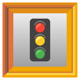 vertical traffic light and framed picture