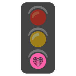 vertical traffic light and grey heart