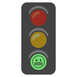 vertical traffic light and grimacing face