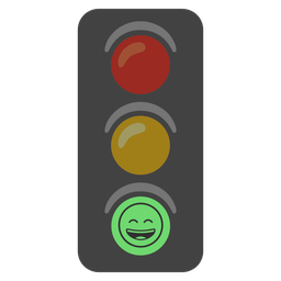 Vertical traffic light and Grinning face with smiling eyes