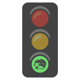 vertical traffic light and hedgehog