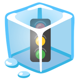 vertical traffic light and ice