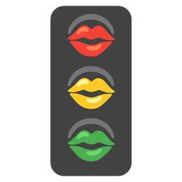 vertical traffic light and kiss mark