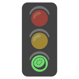 vertical traffic light and kiwi fruit