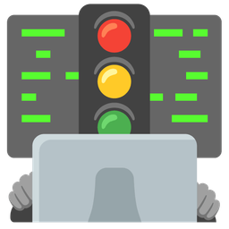vertical traffic light and laptop