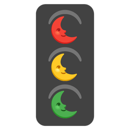 vertical traffic light and last quarter moon face