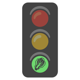 vertical traffic light and leafy green
