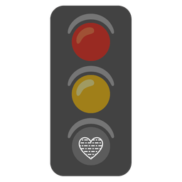 vertical traffic light and light blue heart