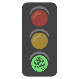 vertical traffic light and linked paperclips