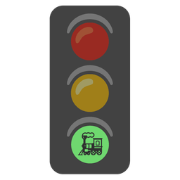vertical traffic light and locomotive