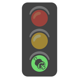 vertical traffic light and meat on bone