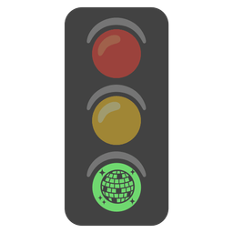 vertical traffic light and mirror ball