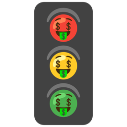 Vertical traffic light and Money-mouth face
