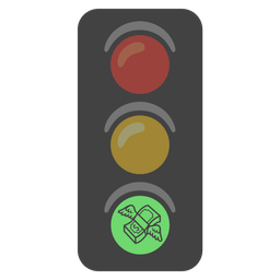 vertical traffic light and money with wings