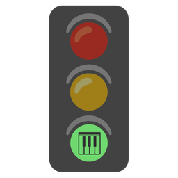 vertical traffic light and musical keyboard