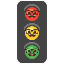 vertical traffic light and nerd face