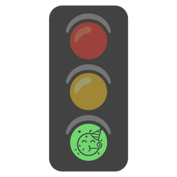 vertical traffic light and partying face