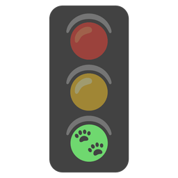 vertical traffic light and paw prints