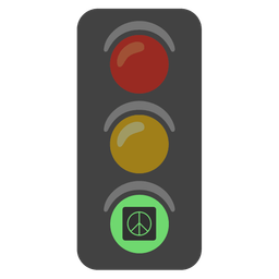 vertical traffic light and peace symbol